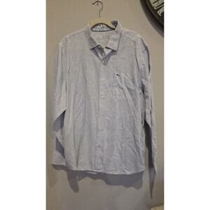 Tommy Bahama Bungalow Stripe IslandZone Men's Linen Striped Blue Long Sleeve L